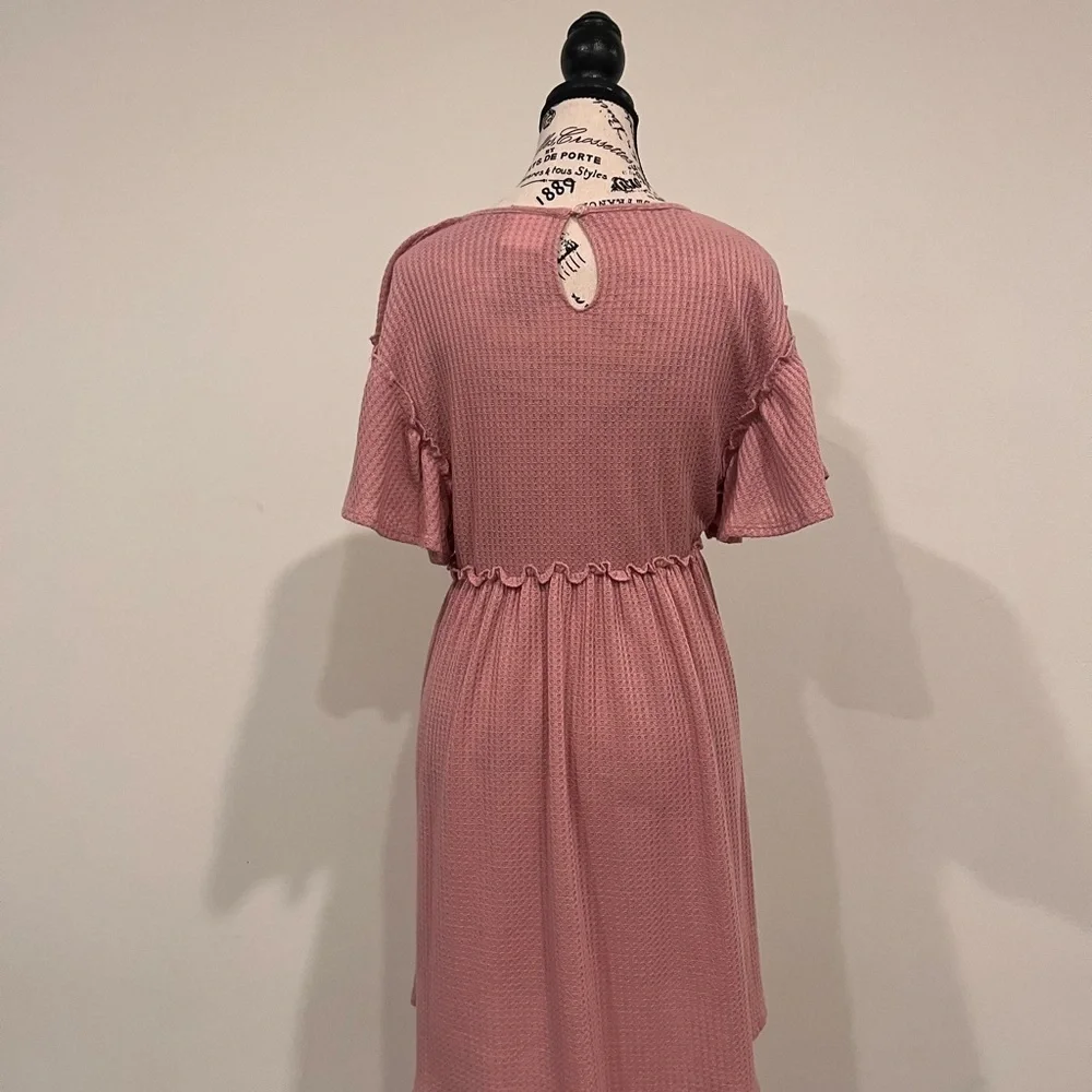 Rare Editions Girls Waffle Weave Mauve Dress